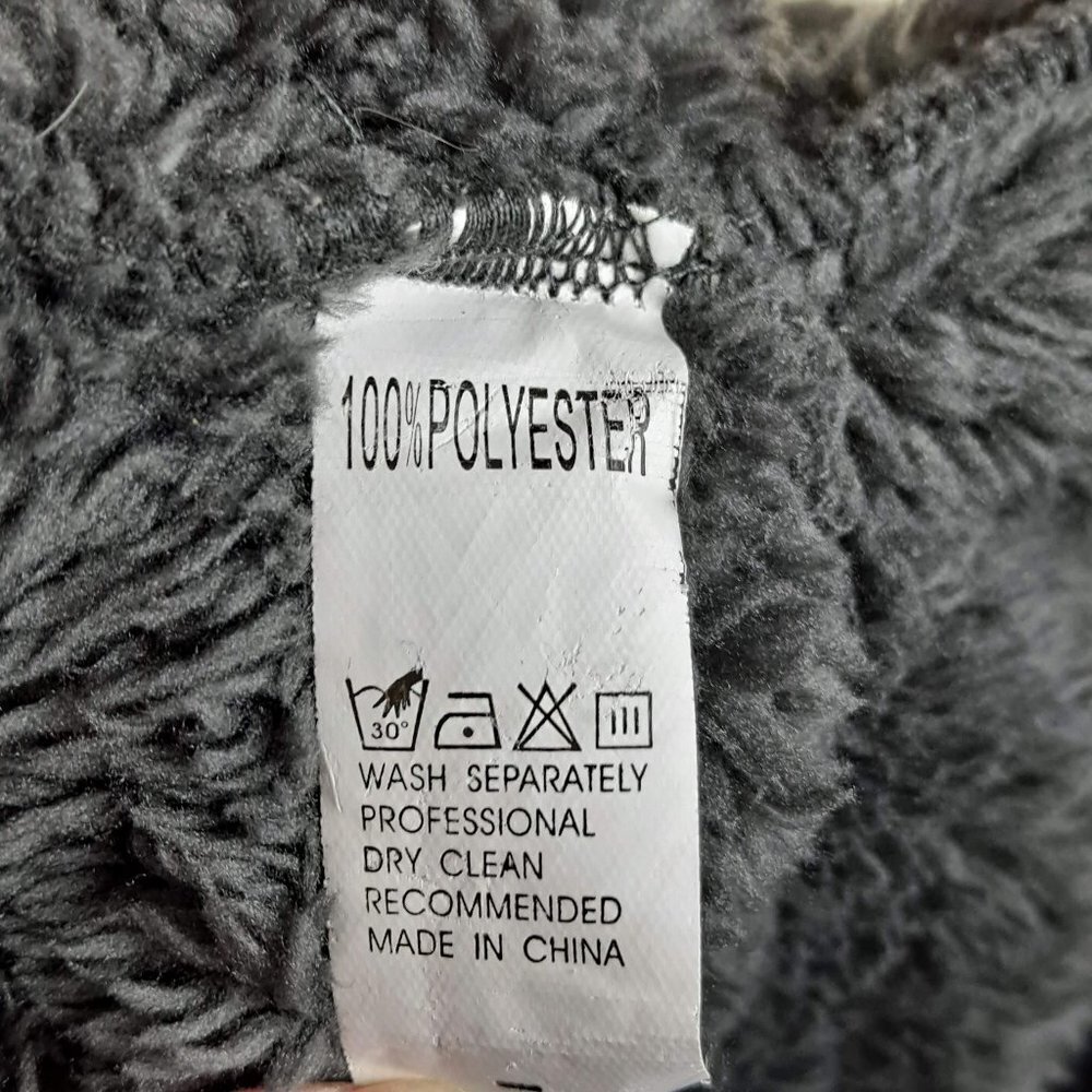 Gray Teddy Bear Hoodie Size Large 1/4 Zip Side Pockets Fuzzy Drawstring Hood EUC - Picture 9 of 11
